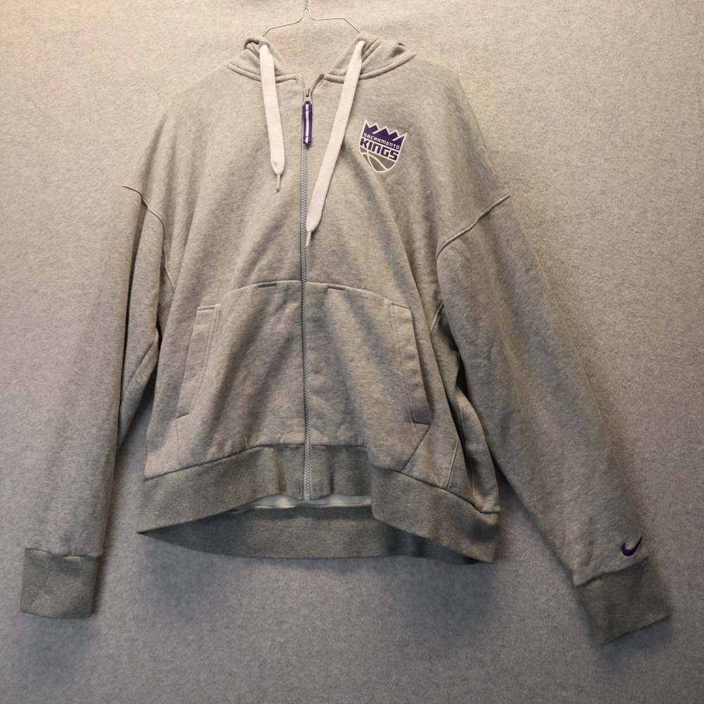Sacramento Kings Hoodie Womens Large Nike Full Zip Sweat Jacket Gray Long Sleeve